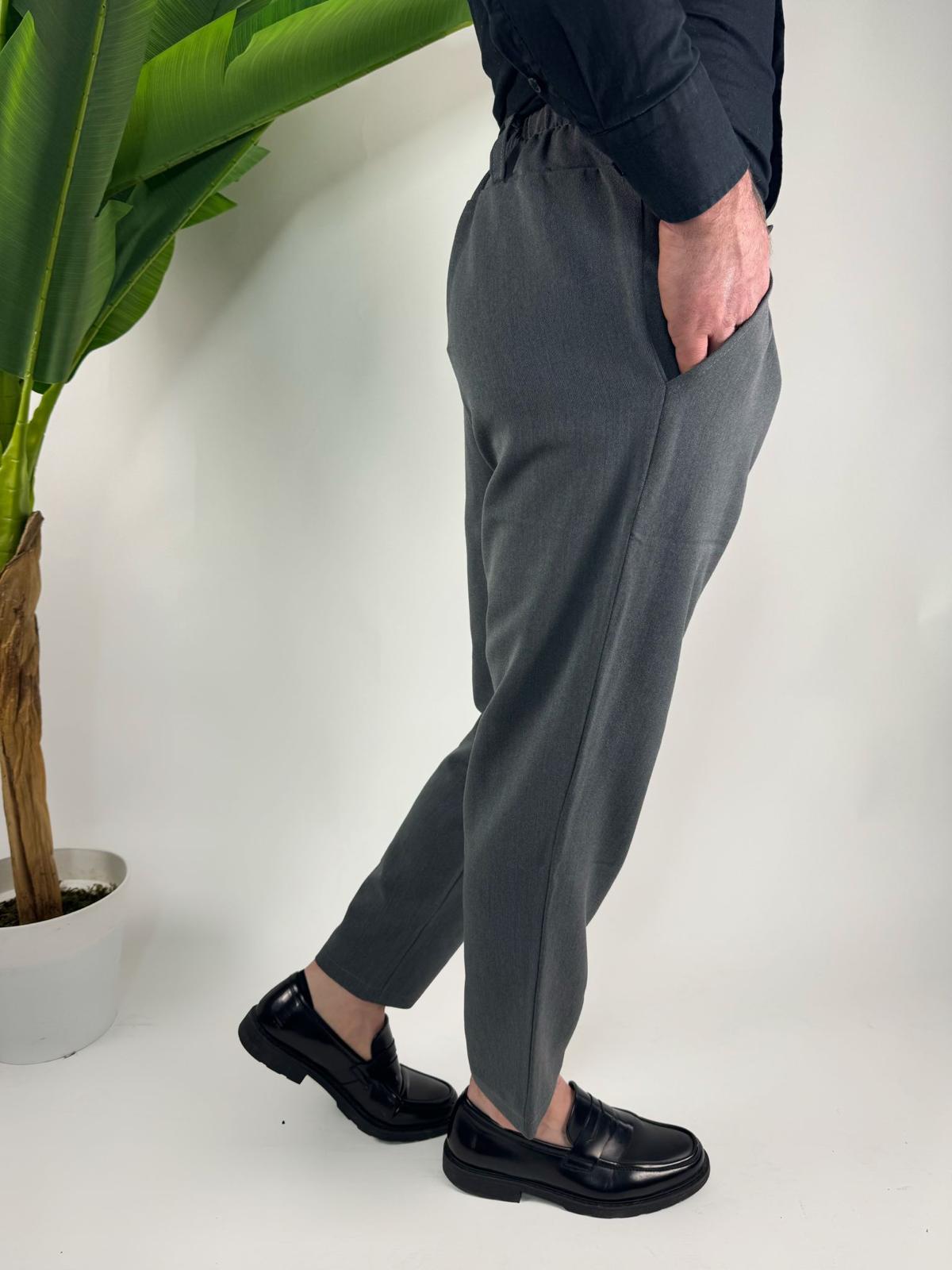 pantalone vita alta grigio