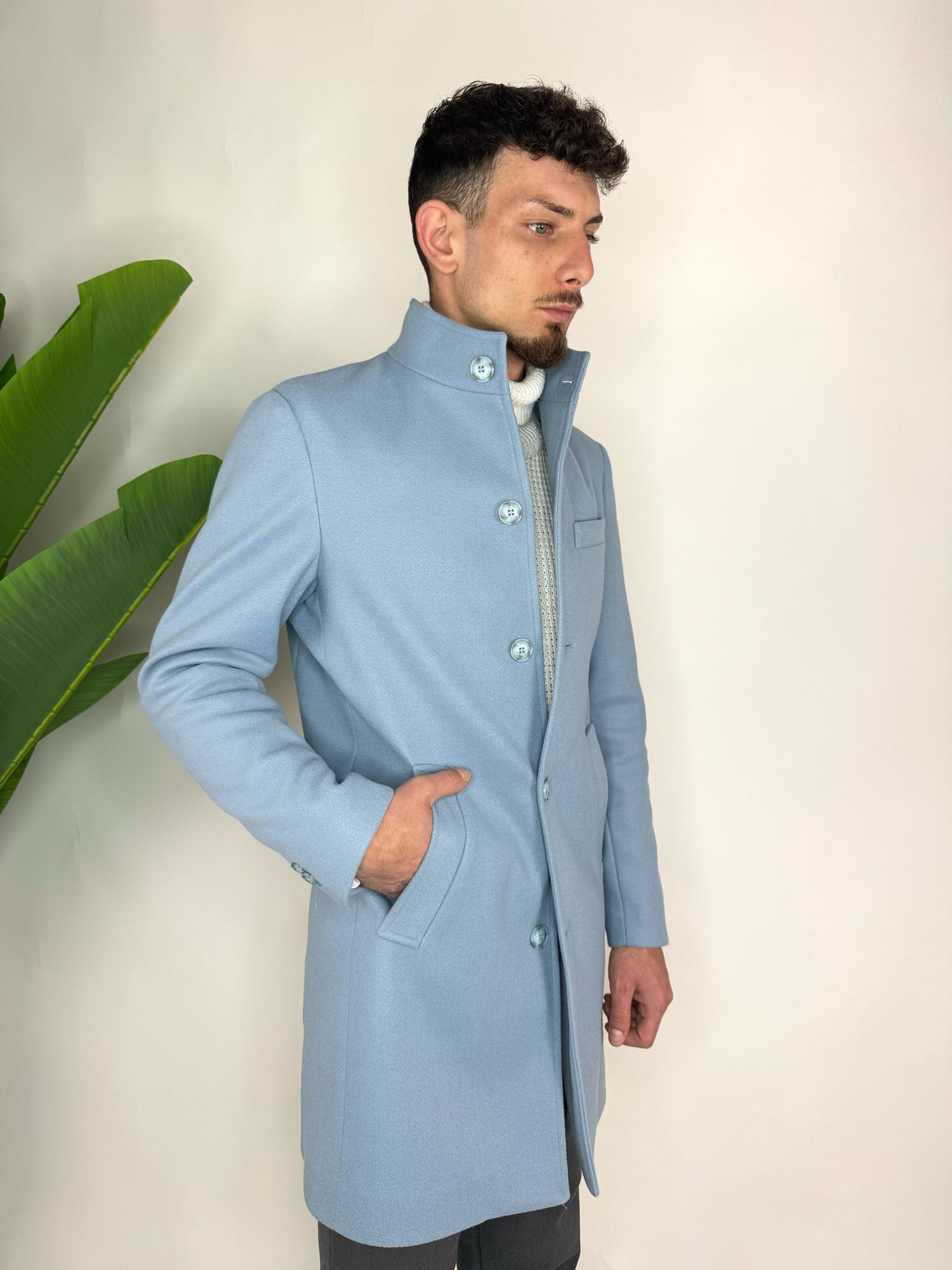 cappotto coreano celeste